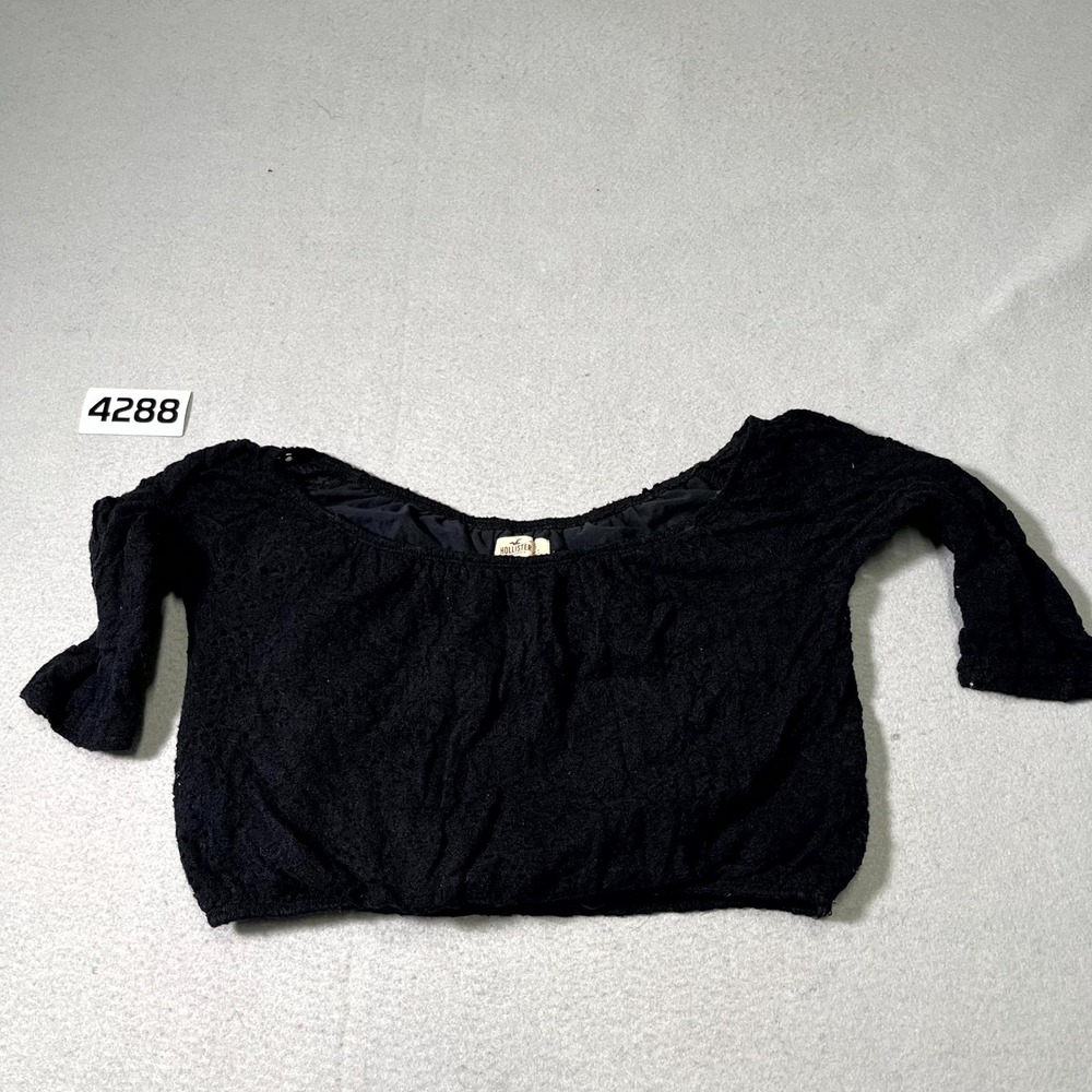 Hollister California Lace Off The Shoulder Top Womens Small Black Floral Lined